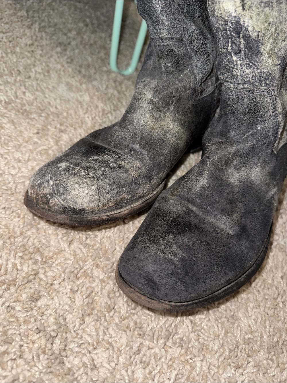 Frye Black and Gray glazed distressed crackle boots Melisa Festival Boho - Picture 9 of 14